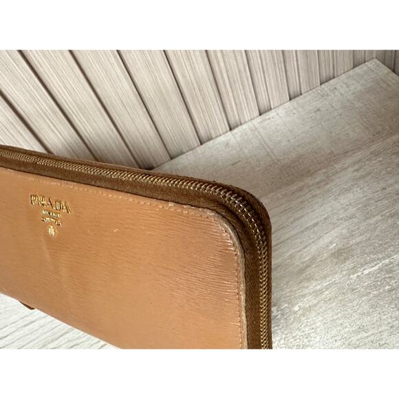 PRADA Saffiano Leather Zip Around Long Wallet in Brown - Picture 6 of 16